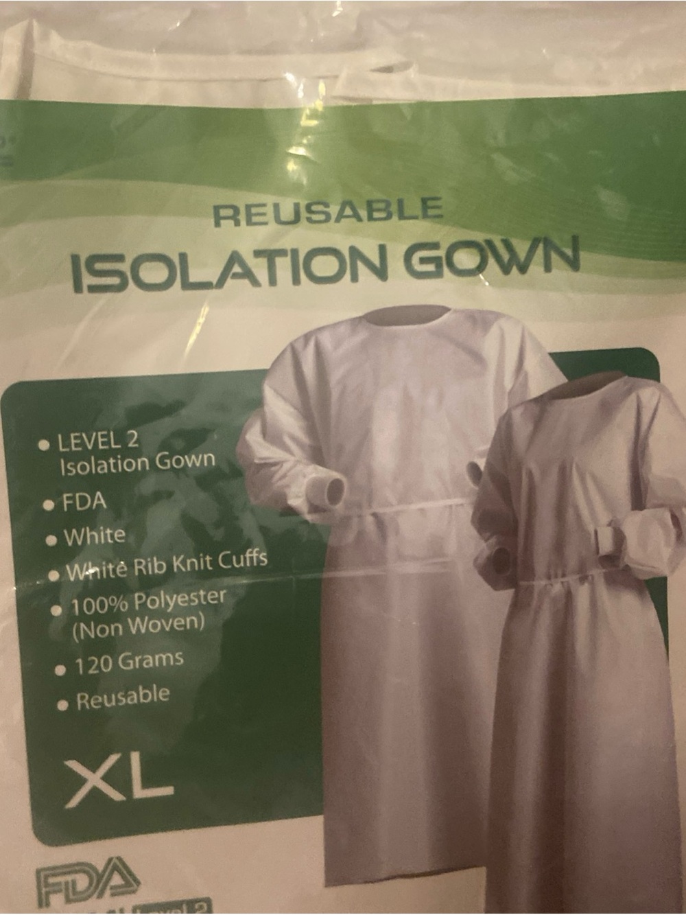 Level 2 Reusable Isolation Gown Size XL 1 pc Pack (LOC TUB-90)